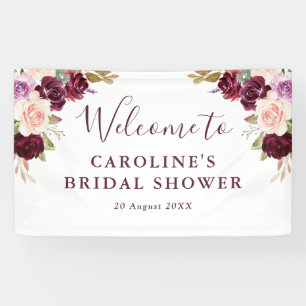 Plum purple peach bridal shower welcome banner