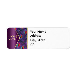 Plum Purple Peacock Address Label