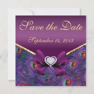 Plum Purple Peacock Save the Date