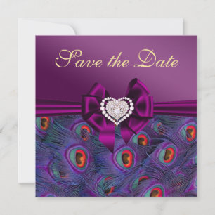 Plum Purple Peacock Save the Date