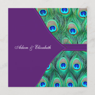 Plum Purple Peacock Wedding Invitation