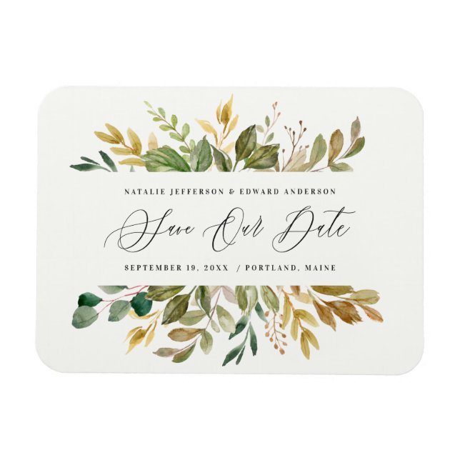 Plum purple, pink, burgundy + gold floral wedding magnet (Horizontal)