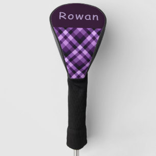 Plum Purple Plaid Monogram Golf Cover Driver Head