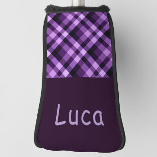 Plum Purple Plaid Monogram Golf Cover Putter Head