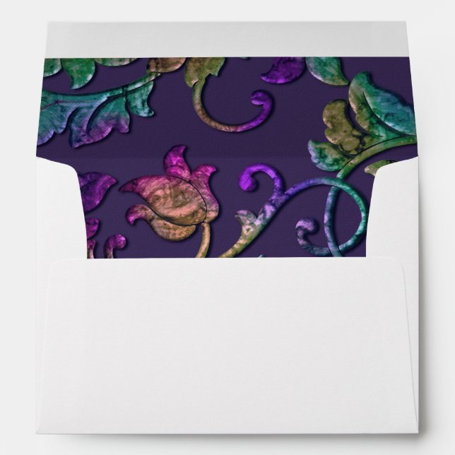 Plum Purple Rainbow Damask Any Colour Envelope (Back (Bottom))