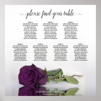 Plum Purple Rose 7 Table Wedding Seating Chart