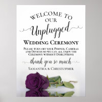 Plum Purple Rose Chic Unplugged Wedding Ceremony