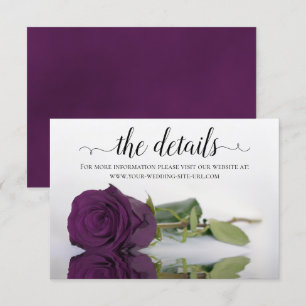 Plum Purple Rose Elegant Wedding Details Website Enclosure Card