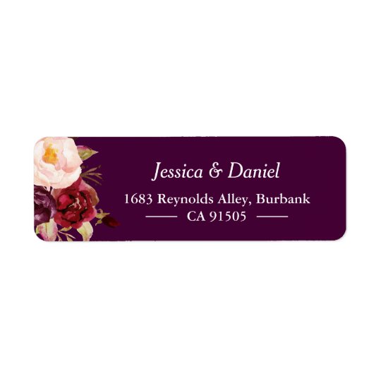 Plum Purple Rustic Floral Simple Classy Return Address Label