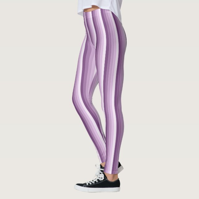 Plum purple shadow stripes leggings (Left)