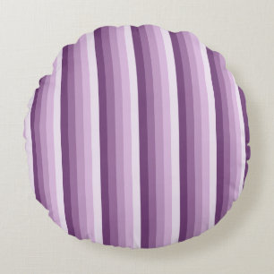 Plum purple shadow stripes round cushion