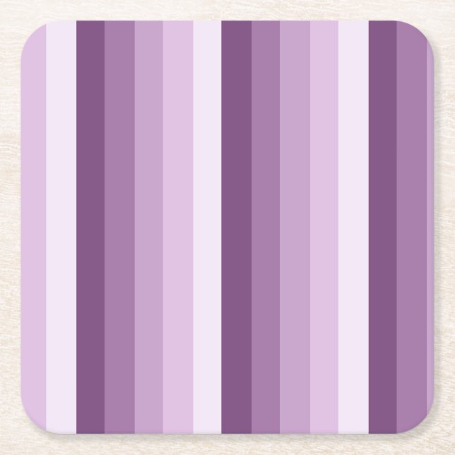 Plum purple shadow stripes square paper coaster (Front)