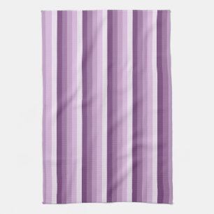 Plum purple shadow stripes tea towel