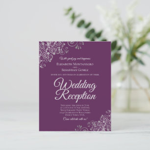 Plum Purple Silver Wedding Reception BUDGET Invite