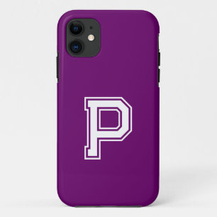 Plum Purple Solid Colour   Minimalist Monogram iPhone 11 Case