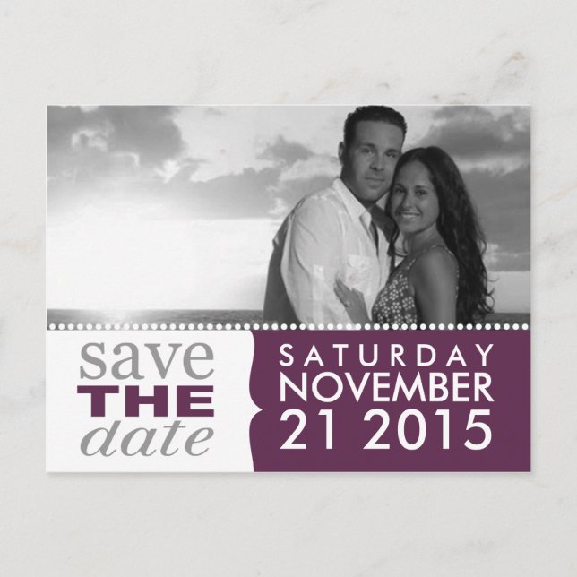 Plum Purple Sweet Beginnings Save the Date Photo Announcement Postcard (Front)