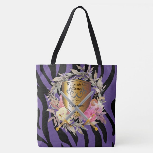 Plum Purple Tiger Print Tote (Front)