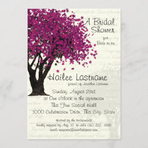 Plum Purple Tree Bridal Shower Invitation