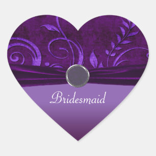 Plum & Purple Velvet Wedding Swirl Heart Sticker