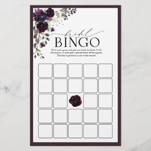 Plum Purple Watercolor Bridal Bingo Game