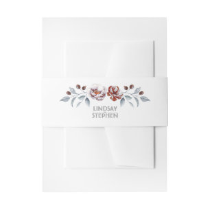 Plum Purple Watercolor Flowers Elegant Wedding Invitation Belly Band