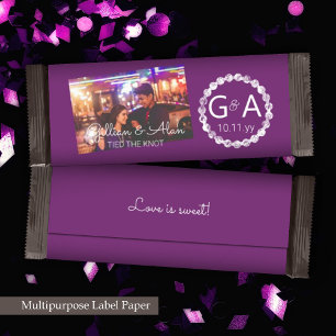 Plum Purple Wedding Candy Bar Wrapper w/Photo