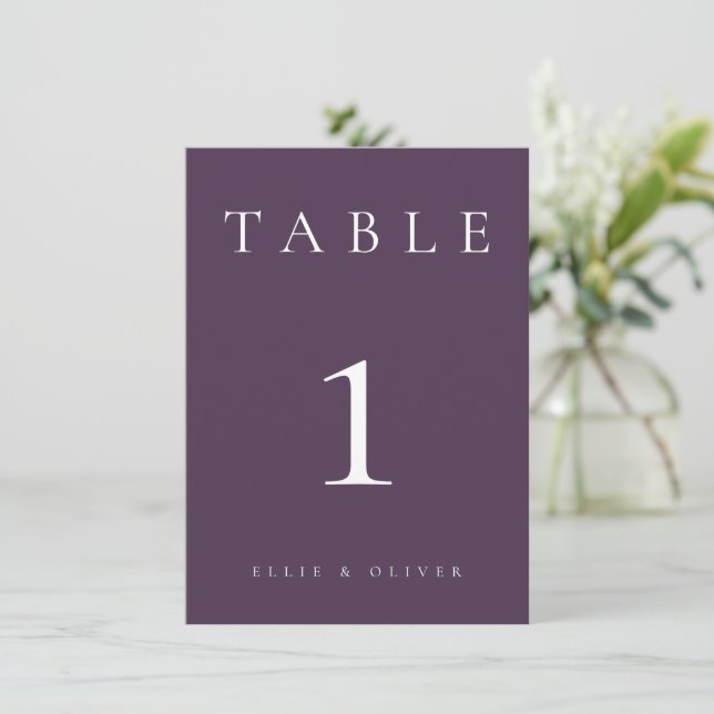 Plum Purple Wedding/Event III Table Number (Standing Front)