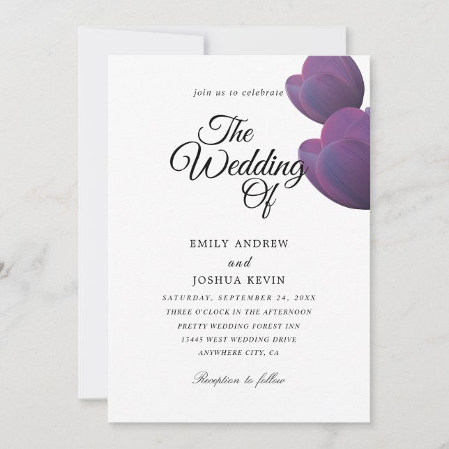 plum purple wedding invitations (Front)