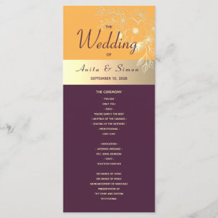 Plum Purple Wedding Program Programme