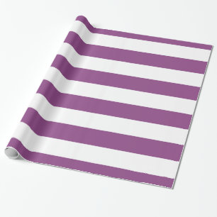 Plum Purple, White XL Stripes Pattern Wrapping Paper