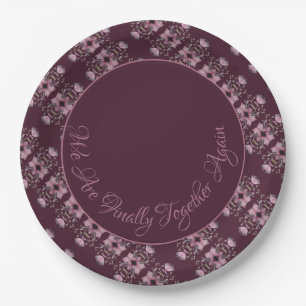 Plum Purple With Dusty Rose Script Typography Paper Plate
