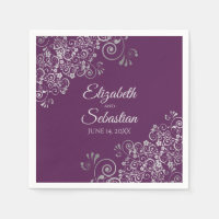 Plum Purple with Silver Frills Elegant Wedding