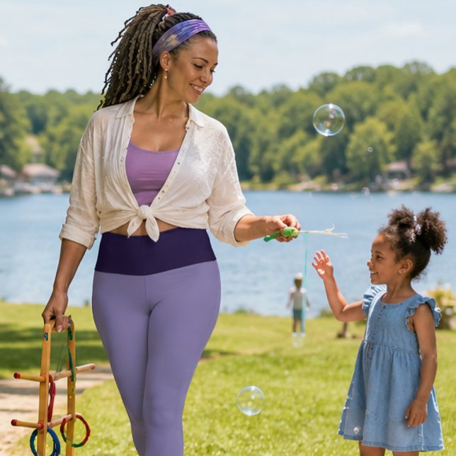 "PLUM PURRFECT" Custom High-Waisted Capri Pants (Our Leggings: "PLUM PURRFECT"; Personalize with Your Own Text)