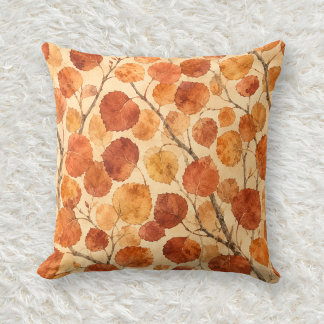 Plum Quaking Aspen Botanical Watercolor Pattern Cushion