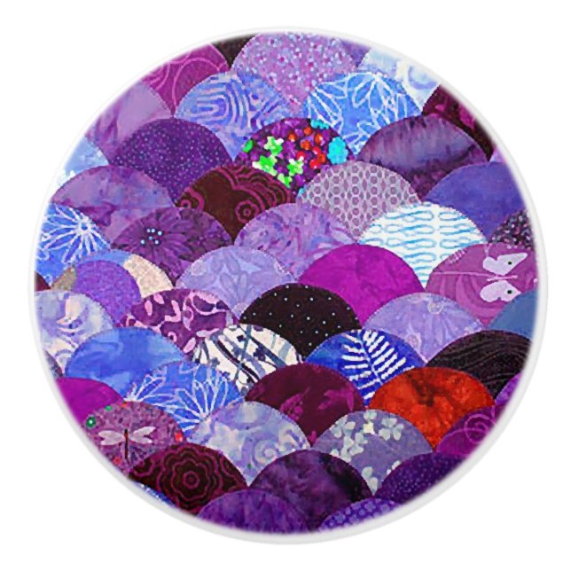 Plum Quilt Ceramic Knob (Front)