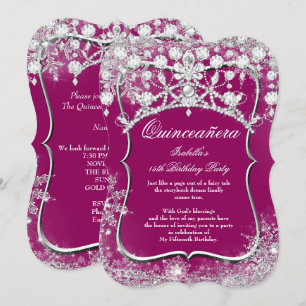 Plum Quinceanera 15th Winter Wonderland Invitation