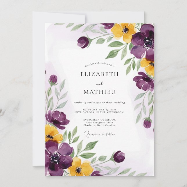 Plum Radiant Autumnal Wedding Invitation (Front)