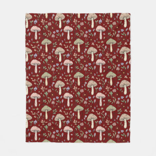 Plum Red Fungi Cozy Dark Academia Book Lover Gift  Fleece Blanket