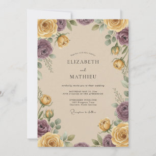 Plum Refined Autumnal Wedding Invitation