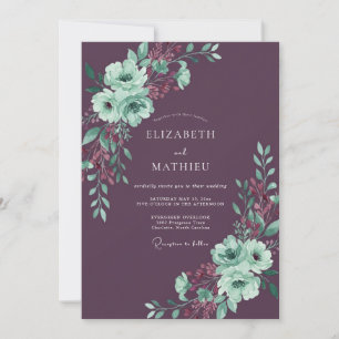 Plum Refined Winter Wedding Invitation