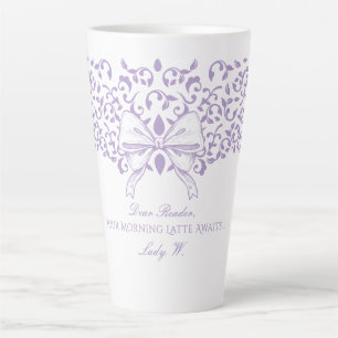 Plum Regencycore Society Dear Reader Ornate Script Latte Mug