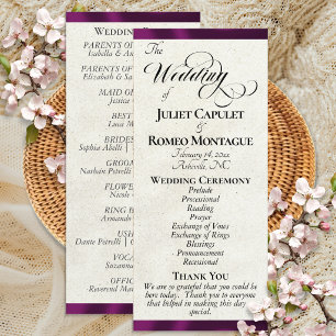 Plum Ribbon Wedding Programme