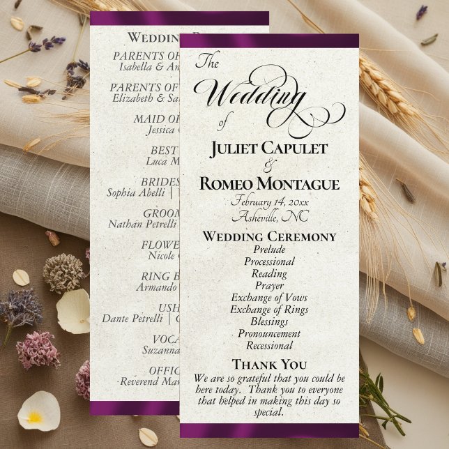 Plum Ribbon Wedding Programme (Creator Uploaded)