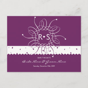 Plum Romantic Rosette Save The Date Announcement Postcard