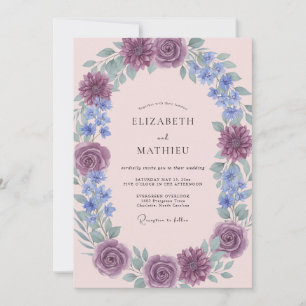 Plum Rose Botanical Flourish Wedding Invitation