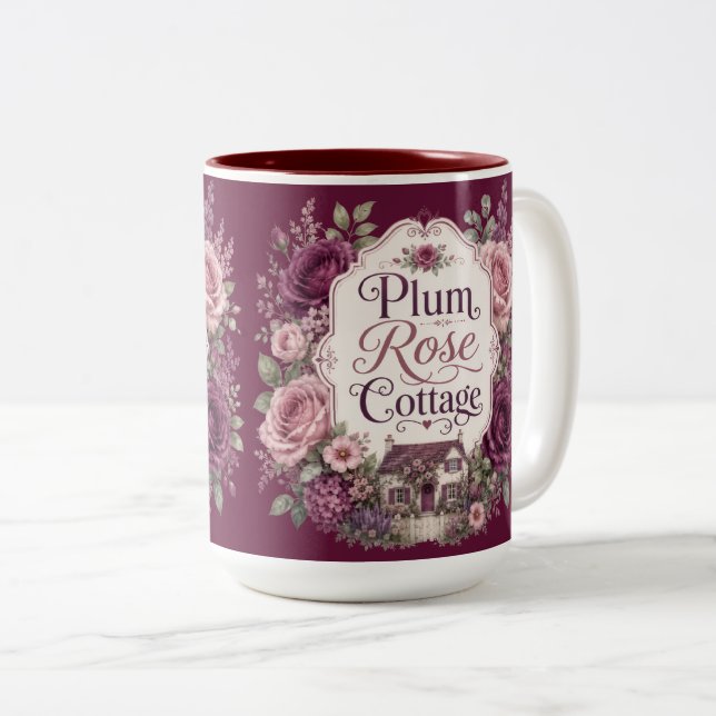 Plum Rose Cottage Accent Mug (Front Right)