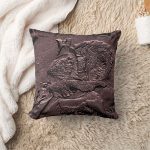 Plum Rosebud Floral Art Cushion