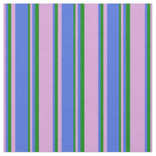 Plum, Royal Blue, and Green Lined/Striped Pattern Fabric
