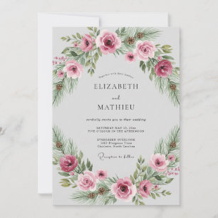 Plum Rustic Winter Wedding Invitation