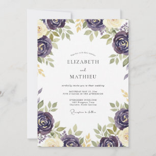 Plum Sage Rose Wedding Invitation